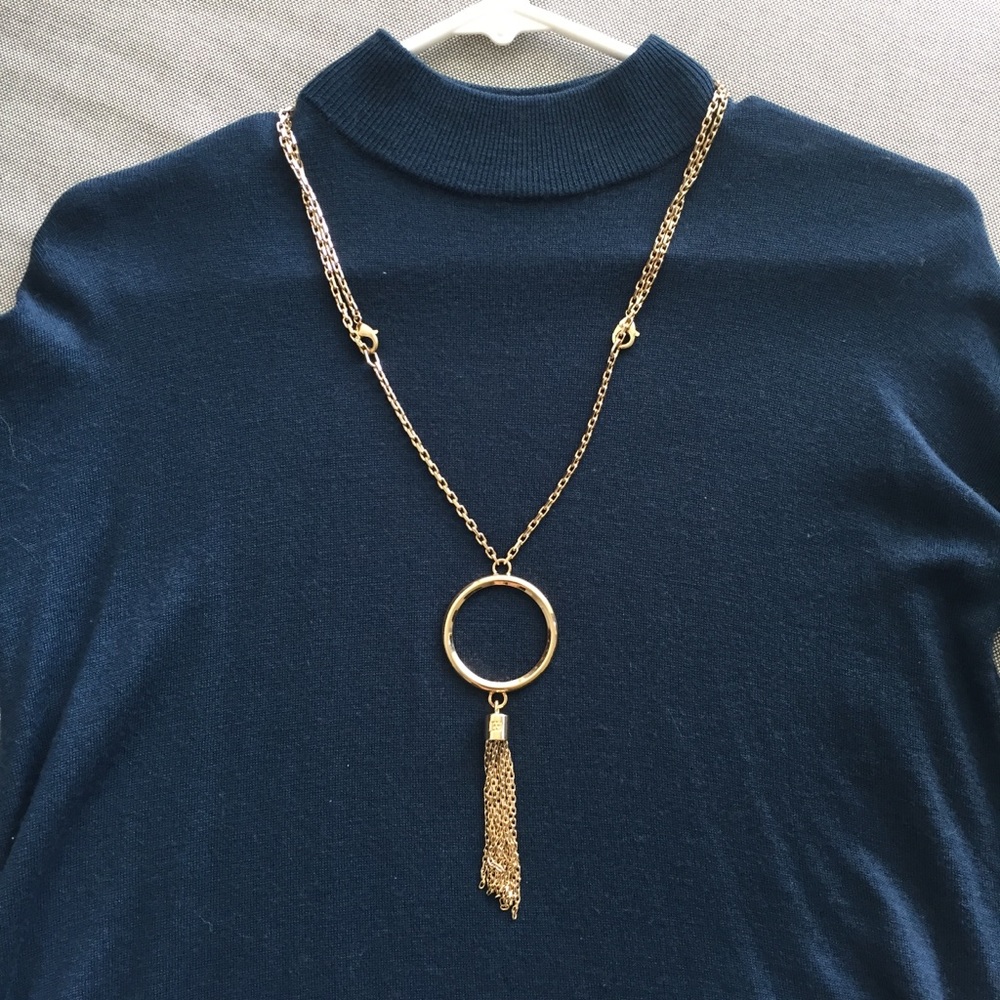 Escada Gold Hoop and Tassel Long Necklace